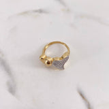 Anillo Corazones 4.5gr / T5 3/4 / Circones Blancos Dos Oros Amarillo Blanco 18K $