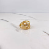 Anillo Lineas Cruzadas 4.4gr / T7 1/4 / Circones Blancos Oro Amarillo 18K $