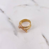 Anillo Rustico Clavo 5.35gr / T7 / Circones Blancos Dos Oros Amarillo Rosa 18K $