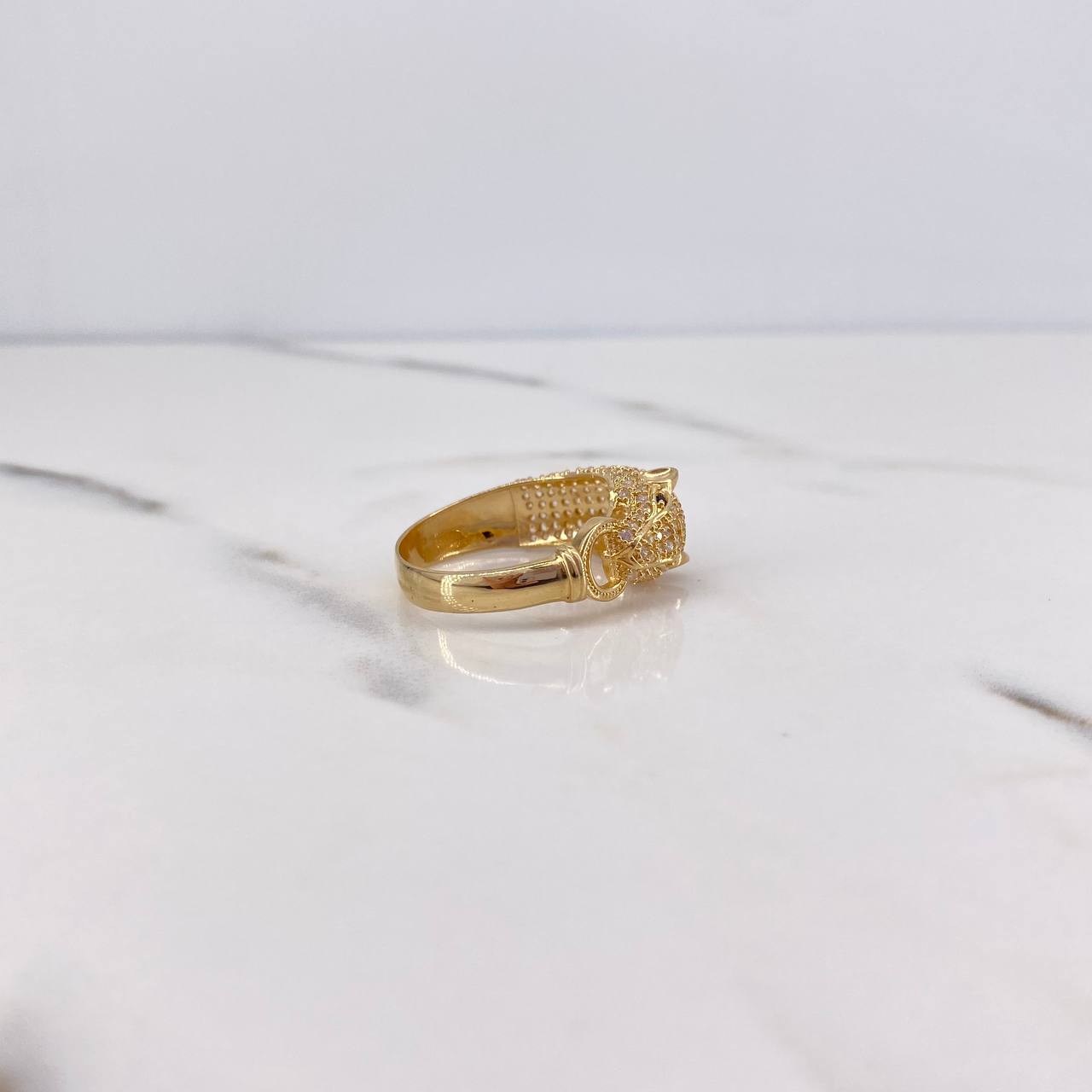 Anillo Pantera 4.8gr / T8 / Circones Negros Blancos Oro Amarillo 18K $