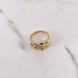 Anillo Banda Elegante 3.6gr / T7 / Circones Verdes Fucsias Azules Blancos Oro Amarillo 18K $