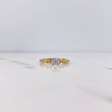 Anillo Solitario Corazones 2.05gr / T7 1/4 / Circones Blancos Oro Amarillo 18K $