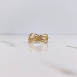 Anillo Rustico 3gr / T7 1/4 / Circones Blancos Oro Amarillo 18K $