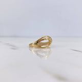 Anillo Rustico 3gr / T7 1/4 / Circones Blancos Oro Amarillo 18K $