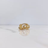 Anillo Galaxia De Doble Espiraculo 3.3gr / T7 1/4 / Circones Blancos Oro Amarillo 18K $