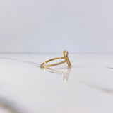 Anillo Silueta Corazon 1.4gr / T6 1/2 / Circones Blancos Oro Amarillo 18K $