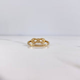 Anillo Infinito Enlazado 2.05gr / T7 3/4 / Circones Blancos Oro Amarillo 18K $