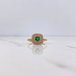 Anillo Halo Cuadrado 3.65gr / T7 / Circones Verde Blancos Oro Amarillo 18K $