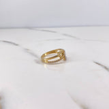 Anillo Corazones Lineas 3.05gr / T7 / Circones Blancos Dos Oros Amarillo Blanco 18K $