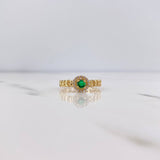 Anillo Halo Cubano 2.65gr / T6 3/4 / Circones Verdes Blancos Oro Amarillo 18K $