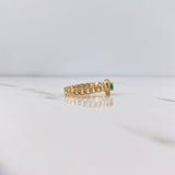 Anillo Halo Cubano 2.65gr / T6 3/4 / Circones Verdes Blancos Oro Amarillo 18K $