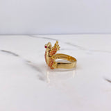 Anillo Rana 8.05gr / T9 1/4 / Circones Fucsias Naranjas Oro Amarillo 18K $