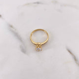 Anillo Solitario Corona 2.6gr / T6 3/4 / Circones Blancos Oro Amarillo 18K $