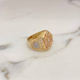 Anillo Timon 11.45gr / T10 / Circones Blancos Tres Oros 18K #