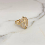 Anillo Escudo Cruz 6.2gr / T9 / Circones Blancos Negros Oro Amarillo 18K #