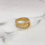 Anillo Correa Corona RX 10.4gr / T10 1/4 / Circones Blancos Oro Amarillo 18K #