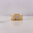 Anillo Sello Correa Cuadrado 8.75gr / T10 1/4 / Circones Blancos Dos Oros Amarillo Blanco 18K #