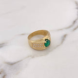 Anillo Greca 8.75gr / T10 / Circones Blancos Verde Oro Amarillo 18K #