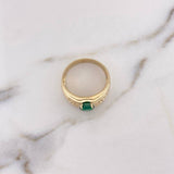 Anillo Greca 8.75gr / T10 / Circones Blancos Verde Oro Amarillo 18K #