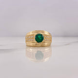 Anillo Greca 8.75gr / T10 / Circones Blancos Verde Oro Amarillo 18K #