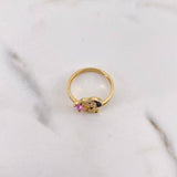 Anillo Perro Corazon 2.8gr / T6 3/4 / Circones Rosado Negros Blancos Oro Amarillo 18K $