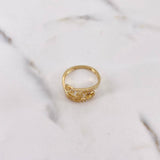 Anillo Galaxia De Doble Espiraculo 3.3gr / T7 1/4 / Circones Blancos Oro Amarillo 18K $