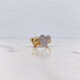 Anillo Corazones 4.5gr / T5 3/4 / Circones Blancos Dos Oros Amarillo Blanco 18K $