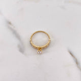 Anillo Solitario Corazones Linea 2.25gr / T6 / Circones Blancos Oro Amarillo 18K $