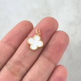 Dije Trebol VCyA 0.85gr / 11.1mm Resina Blanca Oro Amarillo Nac.Esp. 18K