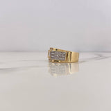 Anillo Sello Cuadrado 7.6gr / T9 1/2 / Circones Blancos Dos Oros Amarillo Blanco 18K $