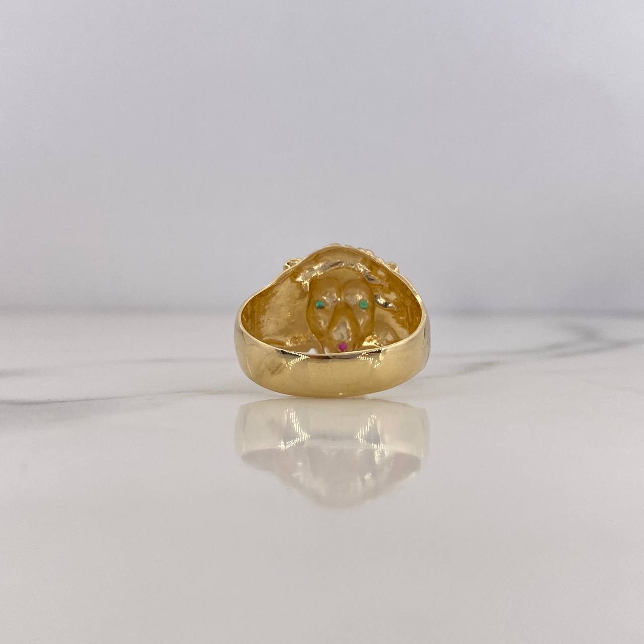 Anillo Leon 8.2gr / T9 3/4 / Circones Fucsia Verdes Oro Amarillo 18K $