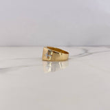 Anillo Rectangulo Cruces 8.65gr / T9 1/4 / Circones Blancos Dos Oros Amarillo Blanco 18K $