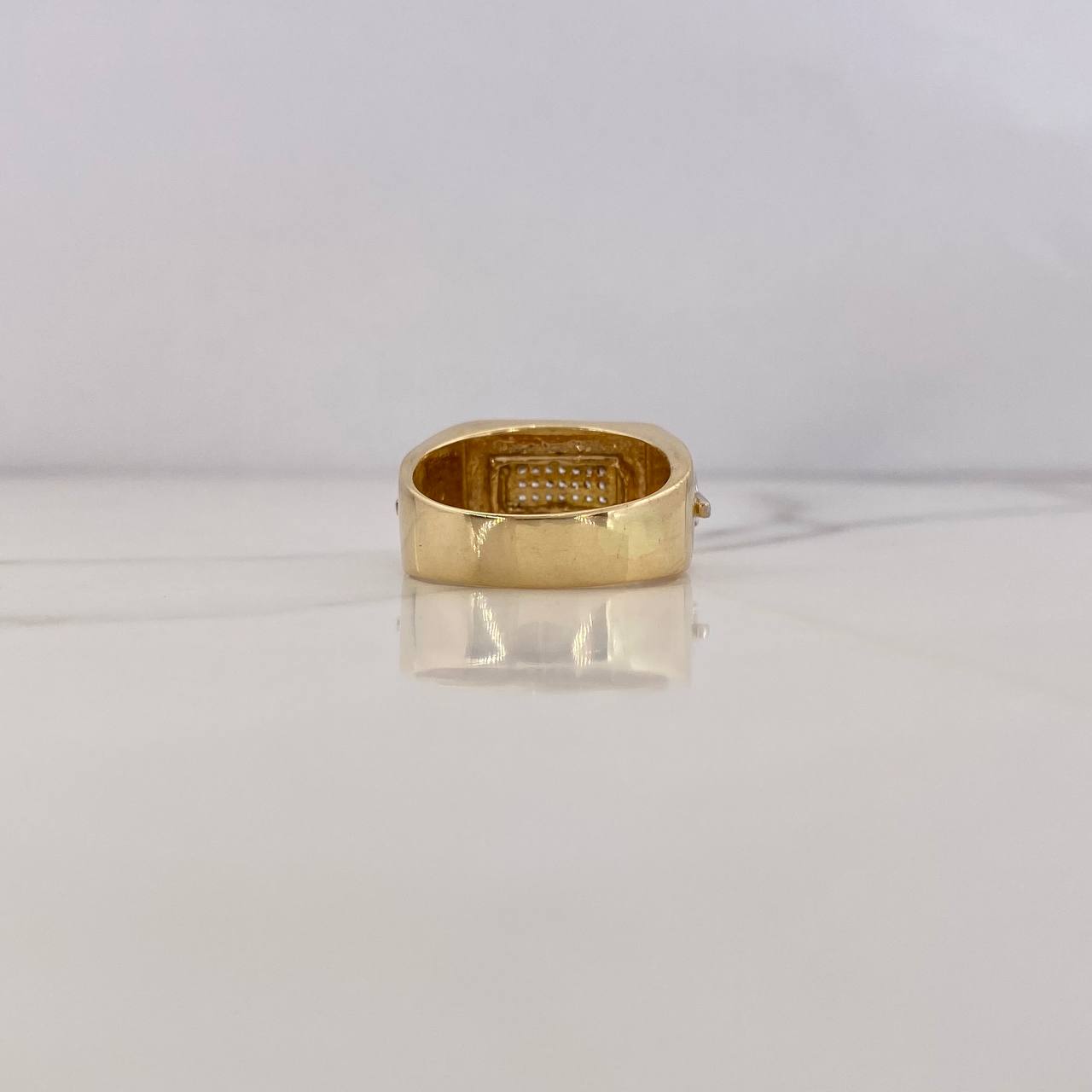 Anillo Rectangulo Cruces 8.65gr / T9 1/4 / Circones Blancos Dos Oros Amarillo Blanco 18K $