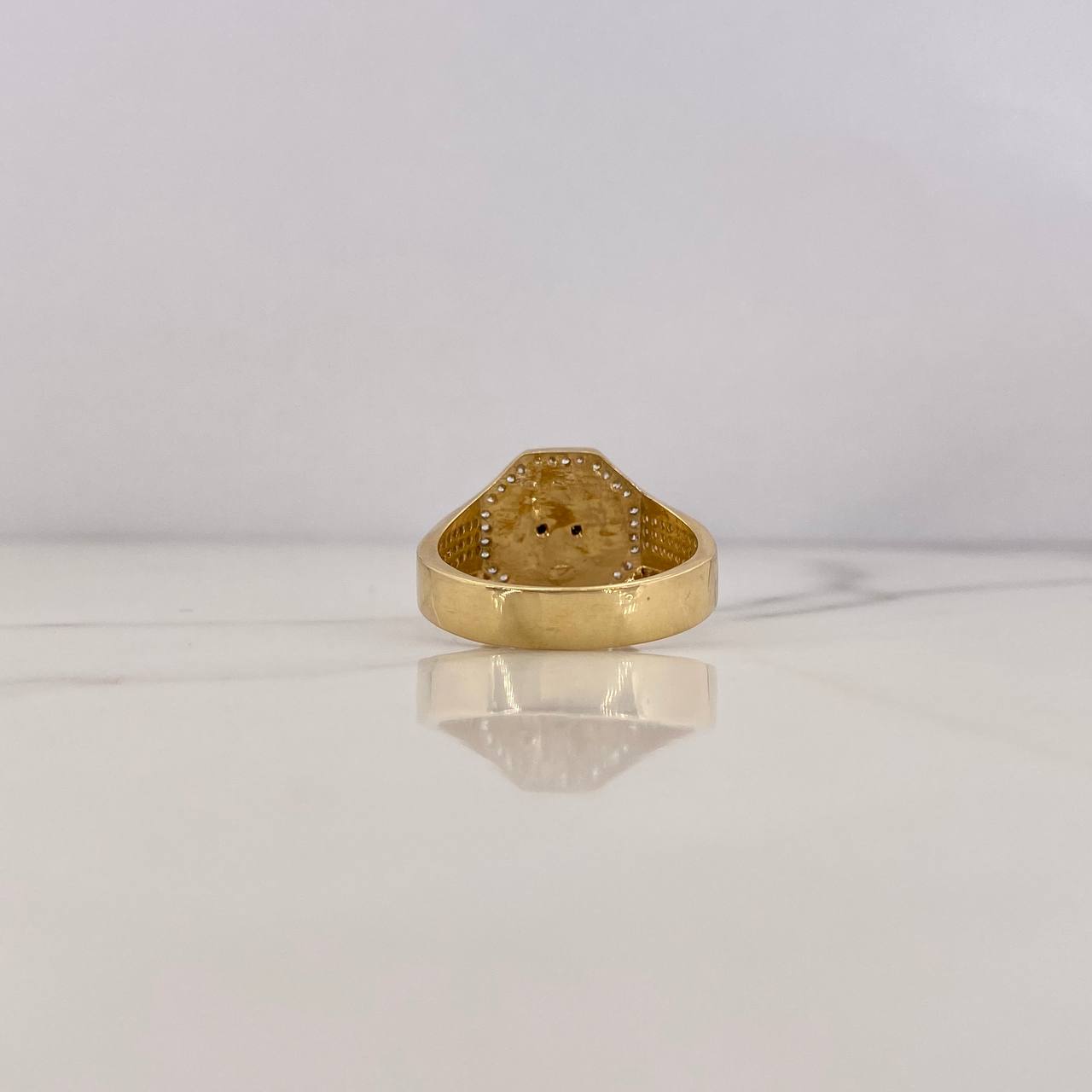 Anillo Sello Octagonal Calavera 8.15gr / T10 1/4 / Circones Negros Blancos Dos Oros Amarillo Blanco 18K $