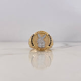 Anillo San Miguel Arcangel 11.95gr / T10 1/2 / Circones Negros Dos Oros Amarillo Blanco 18K $