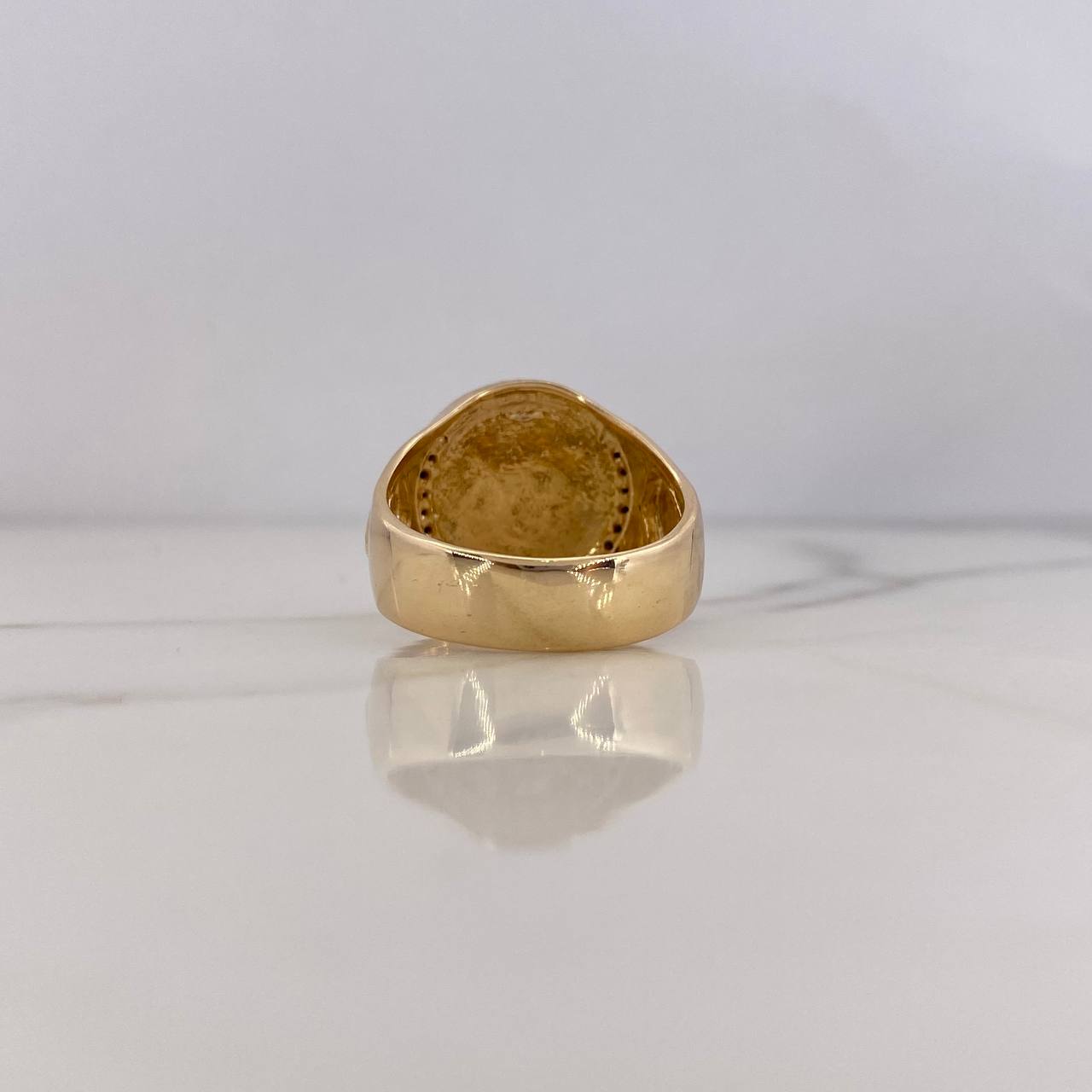 Anillo San Miguel Arcangel 11.95gr / T10 1/2 / Circones Negros Dos Oros Amarillo Blanco 18K $