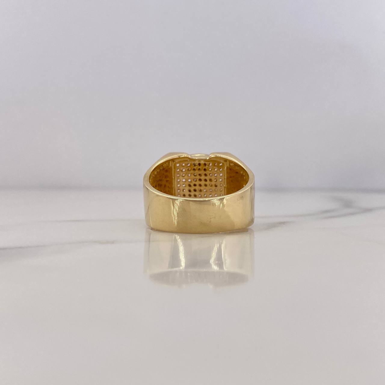 Anillo Octagonal 8gr / T9 1/4 / Circones Blancos Oro Amarillo 18K $