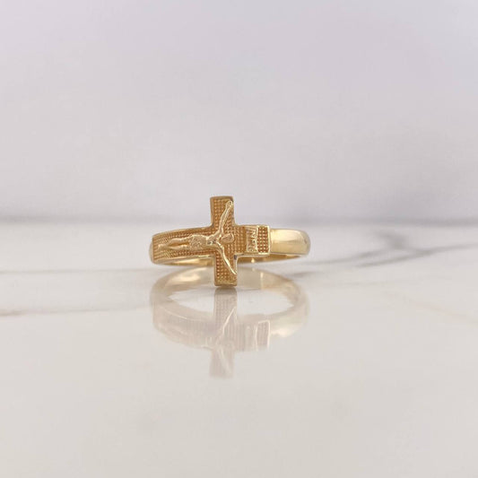 Anillo Cruz Cristo 4.35gr / T10 1/4 / Oro Amarillo 18K $