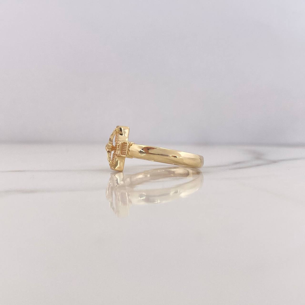 Anillo Cruz Cristo 4.35gr / T10 1/4 / Oro Amarillo 18K $