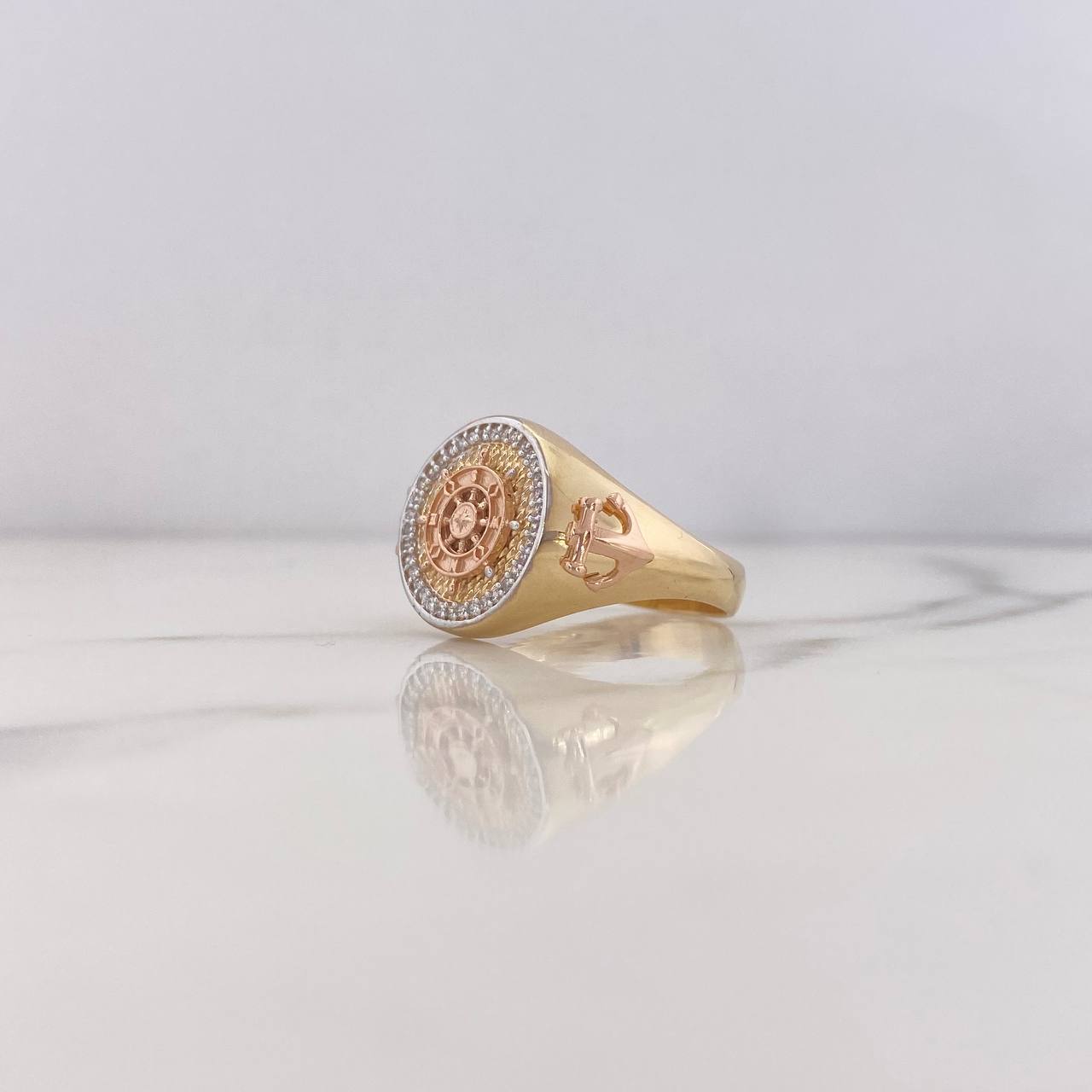 Anillo Timon 9.15gr / T11 1/2 / Circones Blancos Tres Oros 18K $