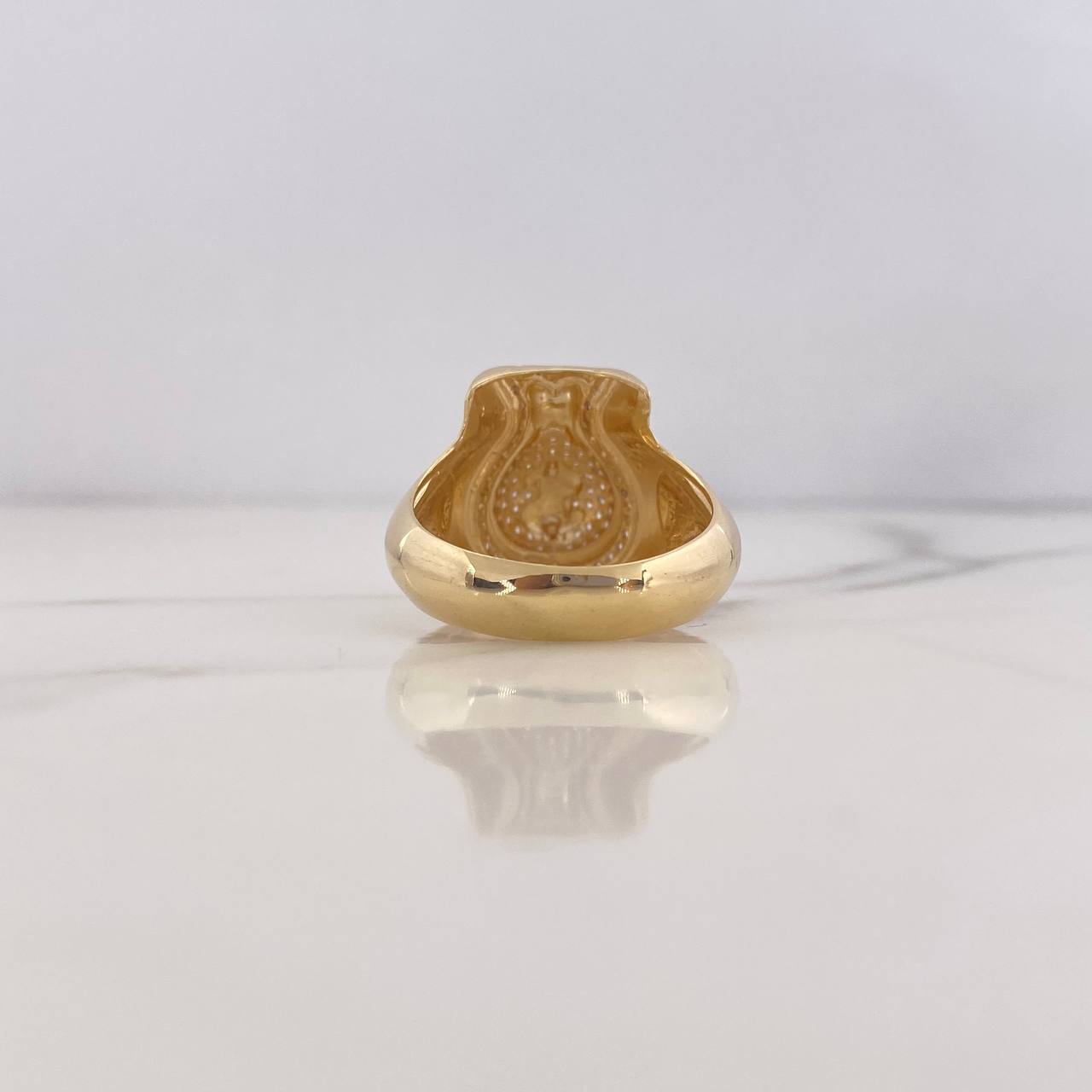 Anillo Bolsa Dinero 8.85gr / T9 3/4 / Circones Blancos Tres Oros 18K $