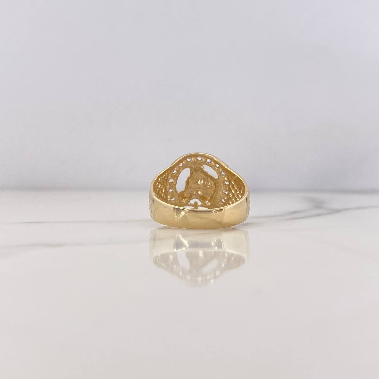 Anillo Herradura Caballo 5.95gr / T9 3/4 / Circones Blancos Dos Oros Amarillo Blanco 18K $