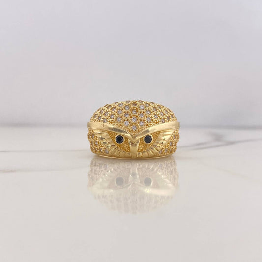 Anillo Buho 13.6gr / T9 3/4 / Circones Negros Blancos Oro Amarillo 18K $