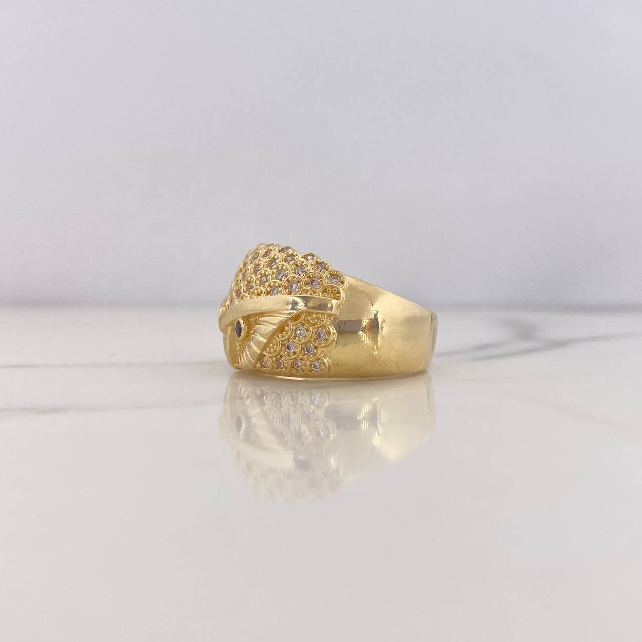 Anillo Buho 13.6gr / T9 3/4 / Circones Negros Blancos Oro Amarillo 18K $