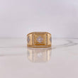 Anillo Rombos Cuadrado 11.75gr / T10 1/4 / Circones Blancos Dos Oros Amarillo Blanco 18K $