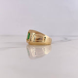 Anillo Greca 8.85gr / T9 1/4 / Circones Verdes Blancos Oro Amarillo 18K $