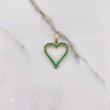 Dije Silueta Corazon 1.9gr / 3.1cm / Circones Verdes Oro Amarillo 18K $