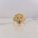 Anillo Leon 8.2gr / T9 3/4 / Circones Fucsia Verdes Oro Amarillo 18K $