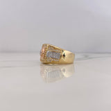 Anillo Cuadrado Correa 9.45gr / T9 3/4 / Circones Blancos Tres Oros 18K $