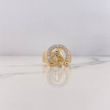 Anillo Herradura Caballo 5.95gr / T9 3/4 / Circones Blancos Dos Oros Amarillo Blanco 18K $